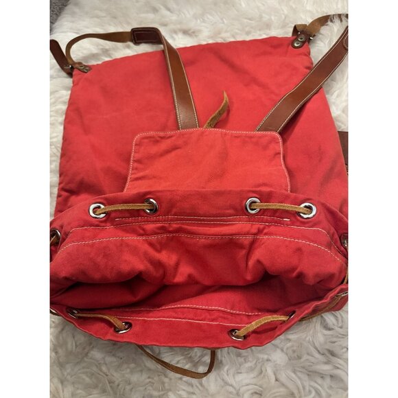 Vintage Ralph Lauren Cotton and Leather Red Backpack Shoulder Bag-AS IS main image 13